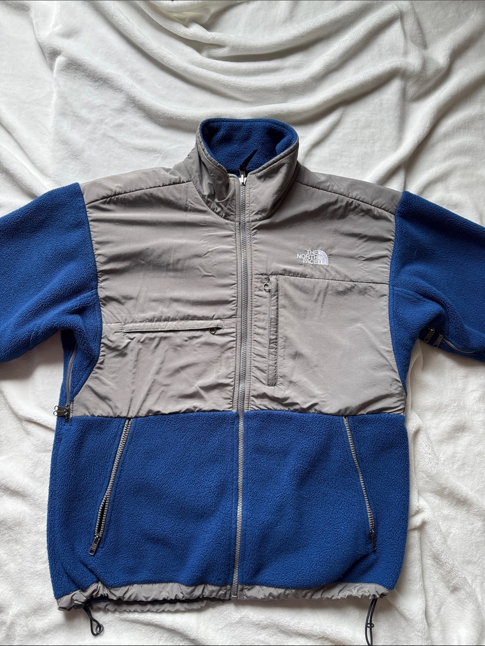 The North Face Denali Blue and Gray Zip Fleece Jacket..medium
